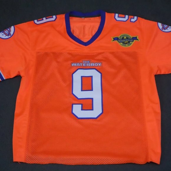 The Waterboy Football Jersey Mens Large Orange Bobby Boucher #9 Adam Sandler - Picture 1 of 10